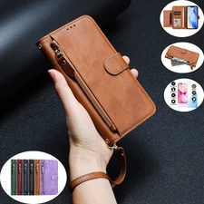 Zipper Leather Flip Wallet Case For Samsung Galaxy S25 Ultra Plus +Strap +Screen