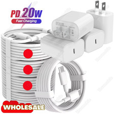 20W Fast Charger For iPhone17 16 15 14 13 12 11 X Type C USB-C Block PD Cord Lot