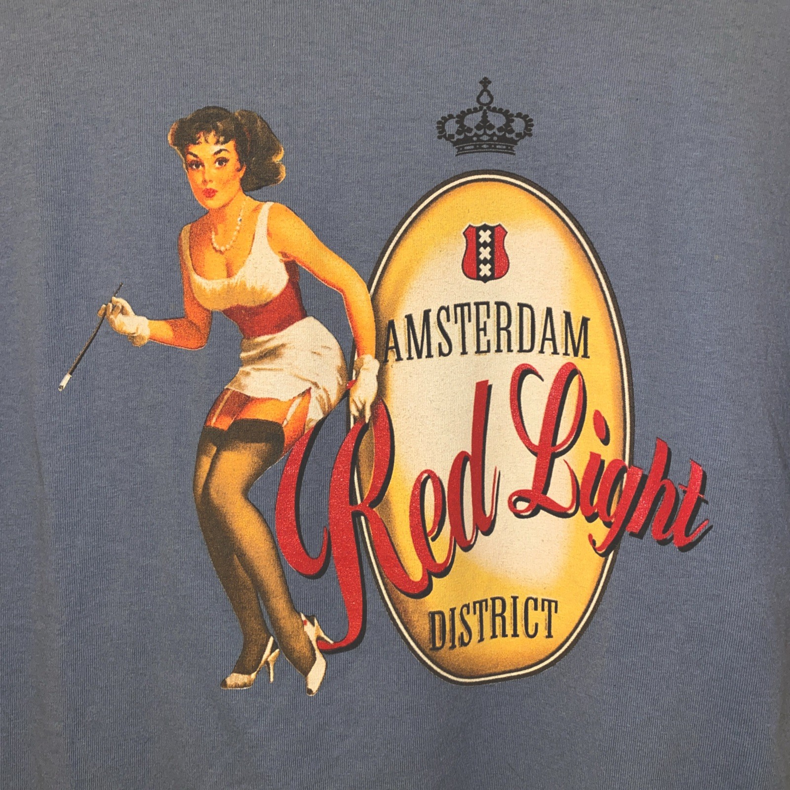 AMSTERDAM  First Red Light Mens TShirt Sz. Large Gildan Activewear Ultra Cotton 