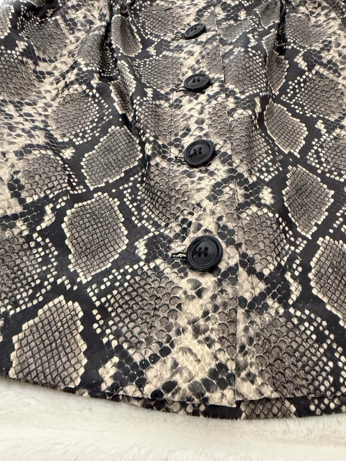 ZARA Basic Snakeskin Button Front Mini Skirt Size… - image 7