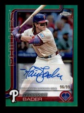 HARRISON BADER 2025 TOPPS CHROME GREEN REFRACTOR AUTOGRAPH AUTO #96/99 T7140