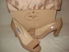 100% AUTHENTIC NEW WOMEN PRADA NUDE PATENT BOW HEELS/PUMPS US 10.5 — photo 2