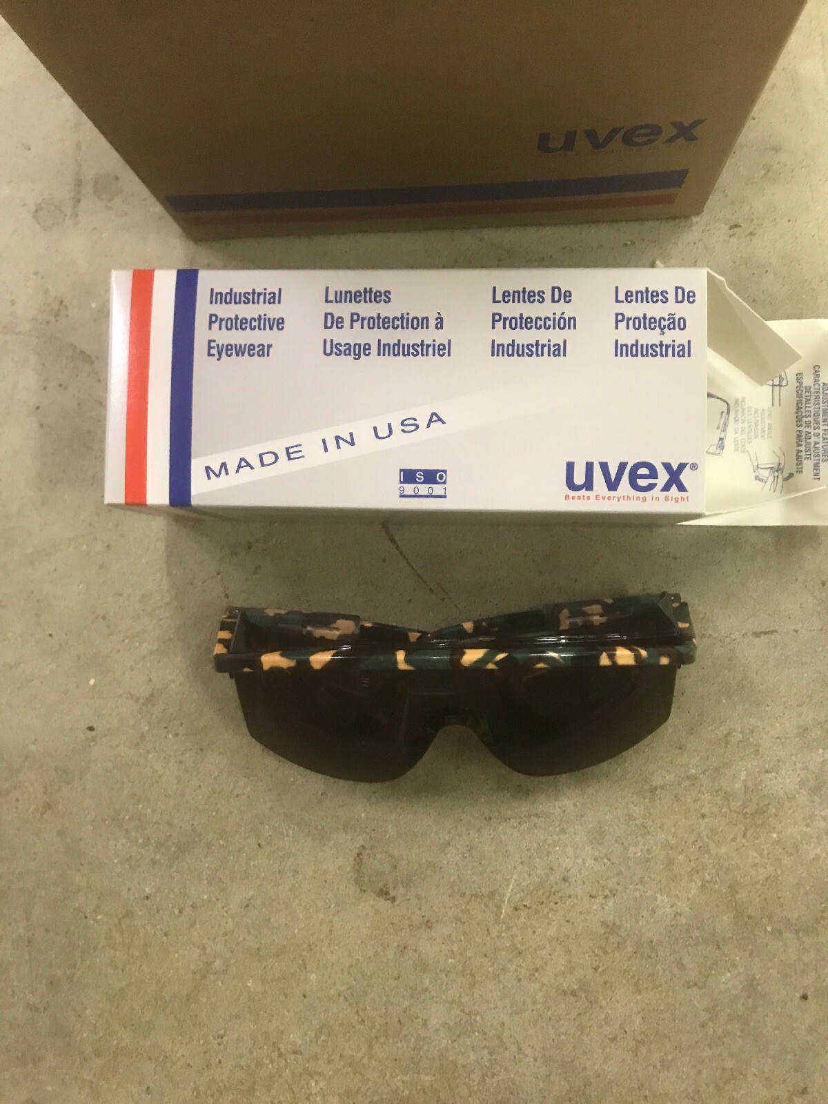 Box of 10 Uvex Eyewear Safety Glasses Astrospec 3000 Camo Frame Gray