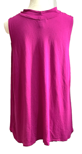 Blusa Mossaio Mujer 2X Rosa Fucsia Sin Mangas Capucha Cuello Drapeado Rayón - Imagen 2 de 5