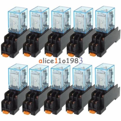 12V DC Coil Power Relay LY2NJ DPDT 8 Pin HH62P JQX-13F With Socket Base