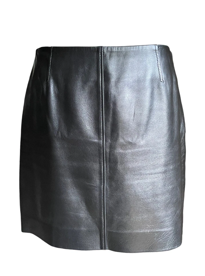 Mujer Gucci Falda Cuero Negro Talla 40 Tom Ford 1998 Vintage Foto 3 de 4