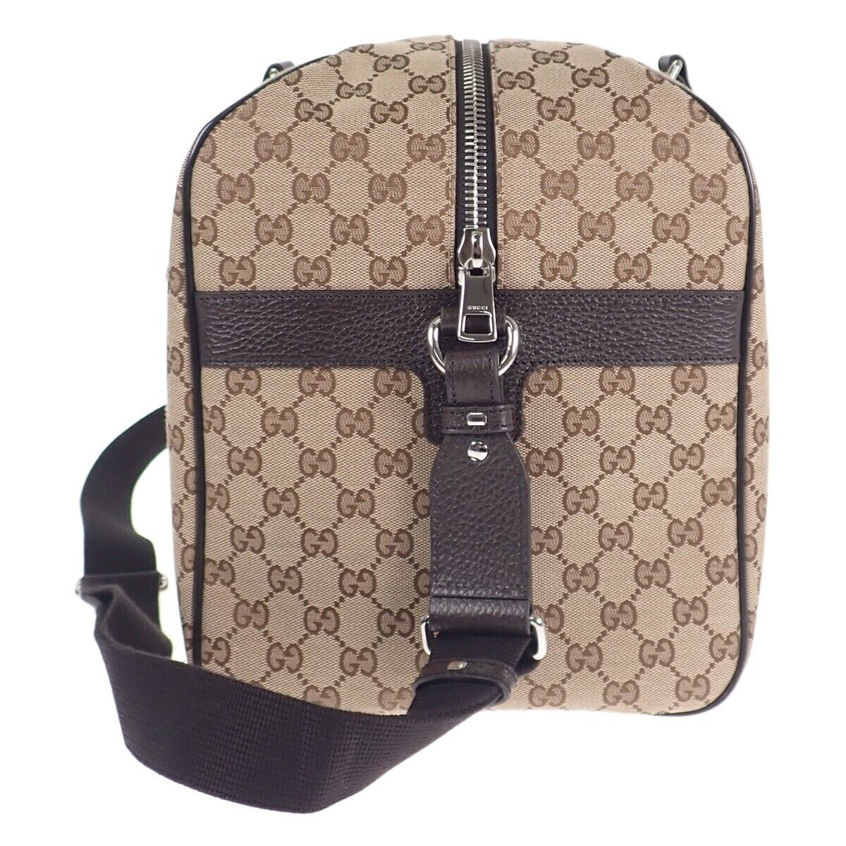 GUCCI GG Monogram Canvas Messenger Bag Dark Beige 449173