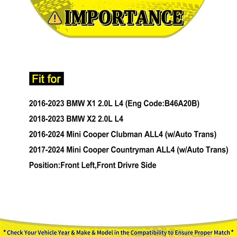 Conjunto de eje articulado eje CV delantero izquierdo para BMW X1 2016-2023 2018-2023 X2 2,0 L Foto 2 de 4