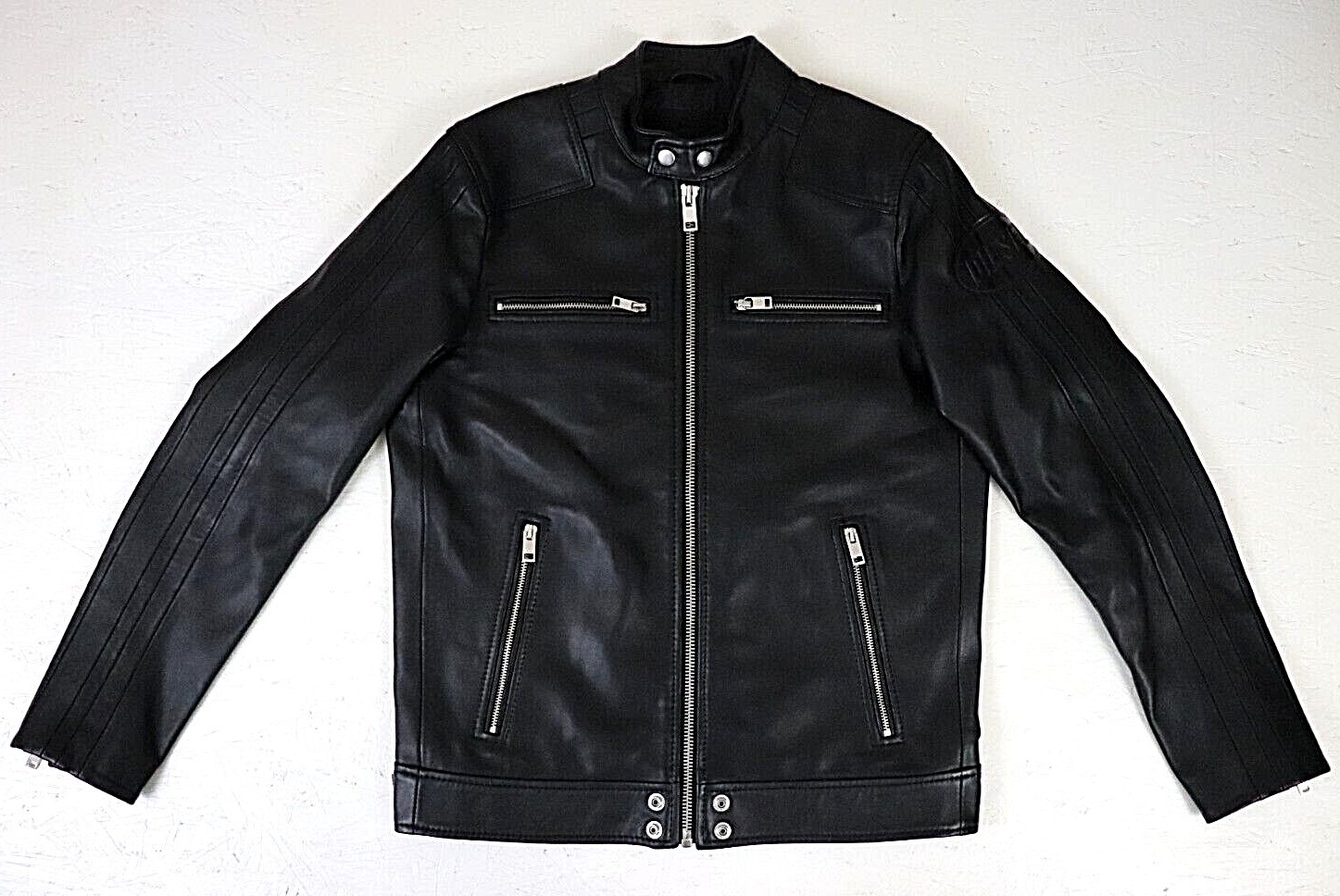 Diesel Leather racer jacket with D patch Size M Medium L-Boy-CL 100percent Sheepskin L