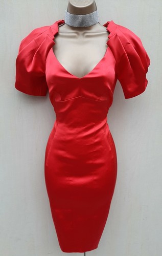 Size 12 UK KAREN MILLEN Pinky Red Satin 