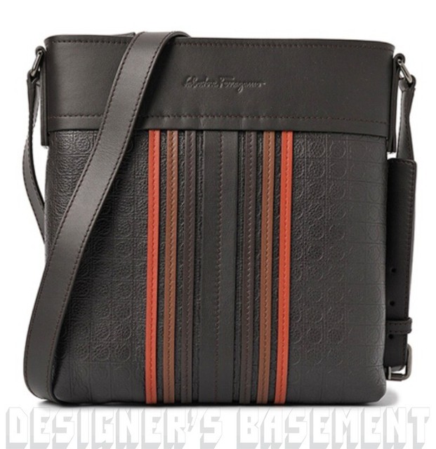 Salvatore Ferragamo Brown Gancini Gamma Cross Body Messenger Bag Nwt Authen 795