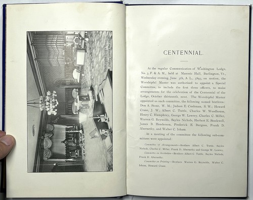 1896 CENTENNIAL WASHINGTON LODGE BURLINGTON VERMONT VT FREEMASONRY MASONIC 1ST - 第 11/12 張圖片