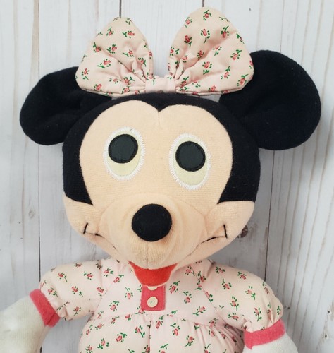 "Muñeco de peluche vintage 14"" Disney Beddy-bye Minnie Mouse Playskool floral rosa pijamas" - Imagen 4 de 13