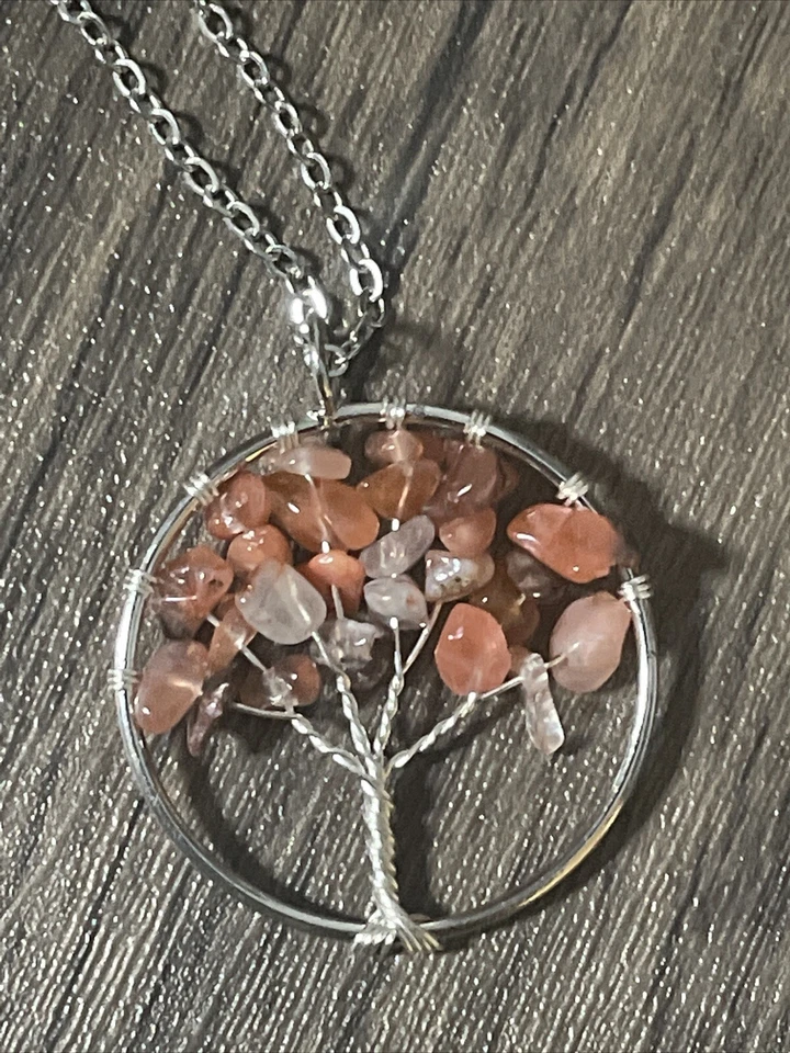 Colgante Árbol de la Vida Ágata Roja + Bolsa de Regalo Azul Cadena Acero Inoxidable 20" Foto 4 de 4