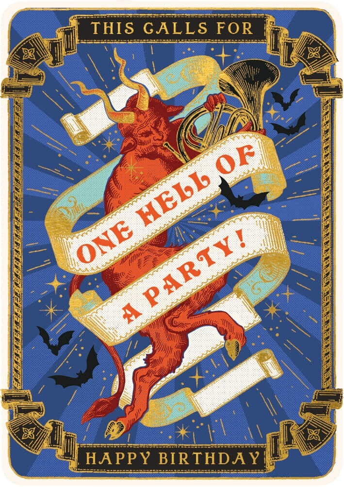 Hell Birthday Card Mystical Medieval Style Devil Party - Humorous Greeting Card