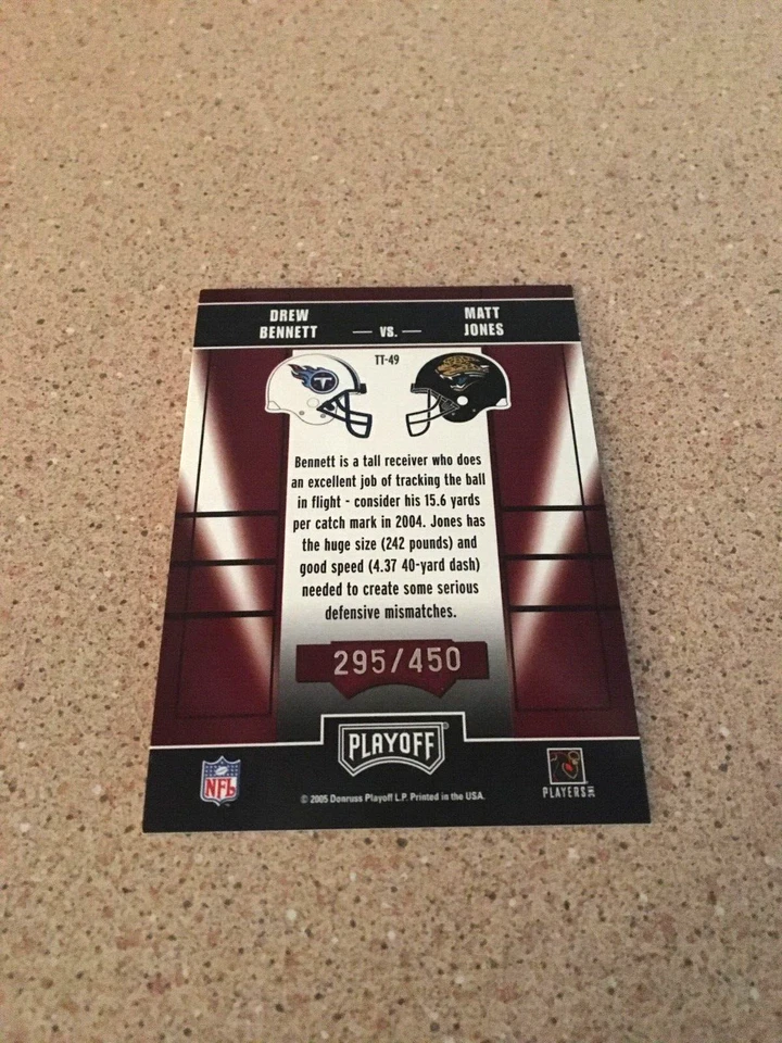 2005 PLAYOFF CONTENDERS TOE TO TOE #TT-49 /450 DREW BENNETT MATT JONES - Image 2 of 2
