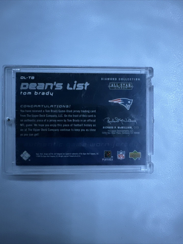 Tom Brady Dean’s List 2004 Upper Deck Jersey Card - Image 2 of 2