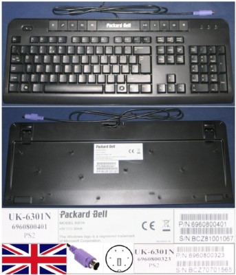 CLAVIER KEYBOARD QWERTY UK PACKARD BELL 6301N, 6960800323, 6960800401 ...