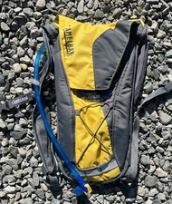 Camelbak Classic Yellow Gray Backpack Hydration Pouch Working Cleaned ✅