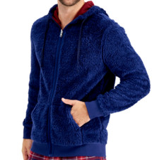 $70 Club Room Men's Fleece Reversible Pajama Hoodie Polyester Blue/Red Size L