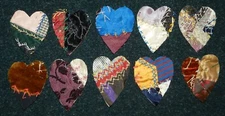 10 PRIMITIVE ANTIQUE VINTAGE CUTTER CRAZY QUILT FAT HEARTS! CRAFTS CQ23-26