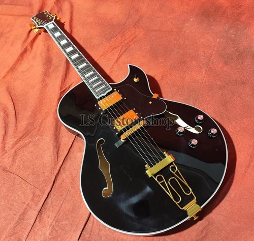 Thinline Archtop Byrdland 23.5" Electric Guitar Black Hollow Body 6 String