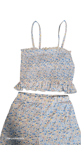 Girls’ Smocked Floral Crop Top & Shorts Set (Sizes 7 to 12/14) - Picture 6 of 7