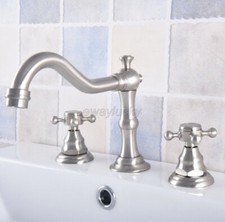 Brushed Nickel Widespread Basin Sink Faucet Bathroom 3 Holes Vanity Mixer Taps