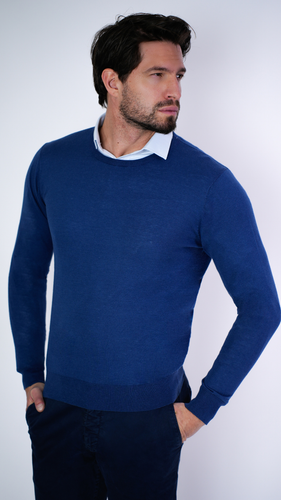 1stAmerican Maglia Primaverile Uomo Maglione Seta e Cotone Pullover Girocollo - Zdjęcie 7 z 30
