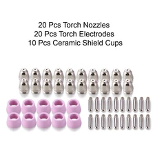 CUT5060-050, 50-Pcs Air Plasma Cutter Consumables, Nozzles Electrodes Cups New