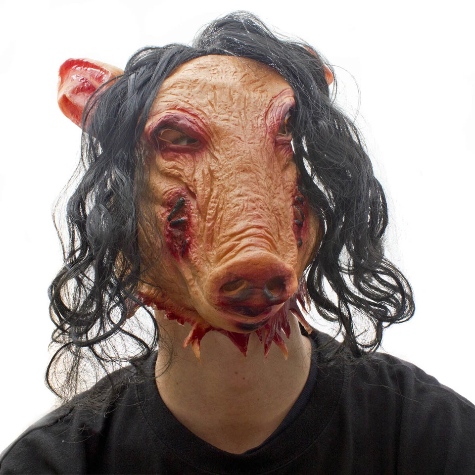 Horror Schweinemaske Pig Schweine Latex Maske Schwein Halloween Slasher Style - Bild 3 von 4