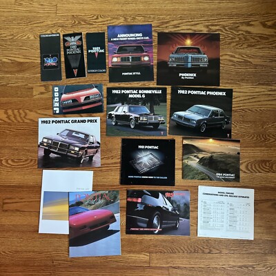 Lot of 14 Pontiac Dealer Sales Brochures 1980s Fiero 1988 Grand Prix Poster