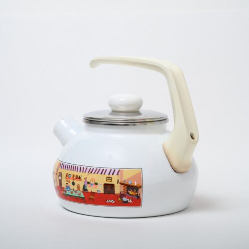 Teiera smaltata Villeroy & Boch Naif - rara bollitore tedesco vintage Gérard Laplau - Foto 12 di 21