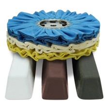 6 Piece Chrome Buffing Kit: 10" Airway Buffing Wheels  XL Polishing Compounds