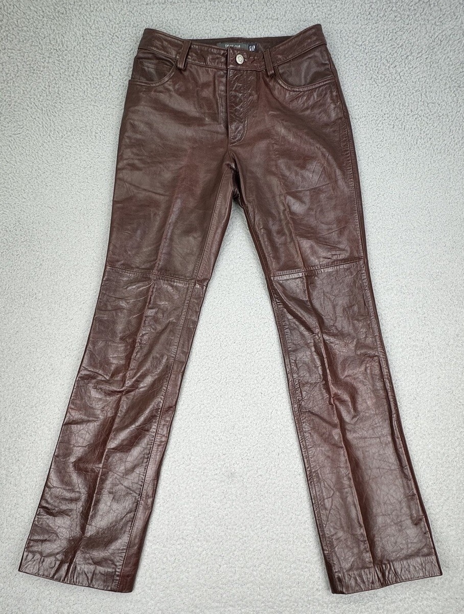 Vintage Gap Leather Pants Womens Size 4 Brown Boot Cut Y2K