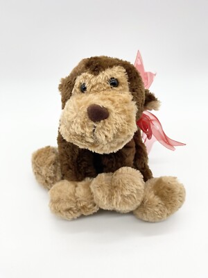 Walmart Monkey Stuffed Animal W/ Red Ribbon Plastic I Love You Heart 9''