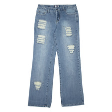 Jeans Donna Distressed Blu Relaxed Bootcut Stone Wash W31 L32