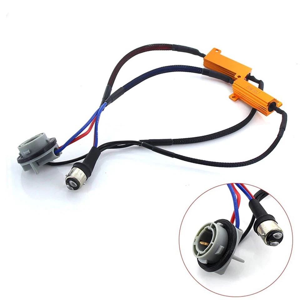 NOVO 1157 kit de resistor LED 1157 adaptador de chicote de fios de relé de sinal de volta decodificador anti cintilação - Imagem 4 de 4
