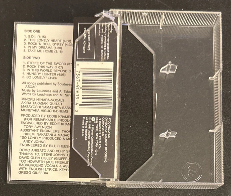 Loudness Hurricane Eyes Heavy Metal Cassette Tape (Warner/Atco 1987 Used) — 第 3/4 张图片