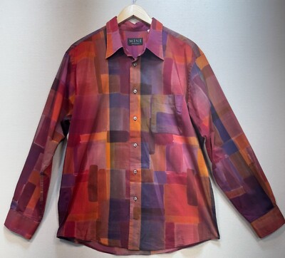 Mine Mens Button Down Shirt Long Sleeve Size XLColorful Lightweight Casual