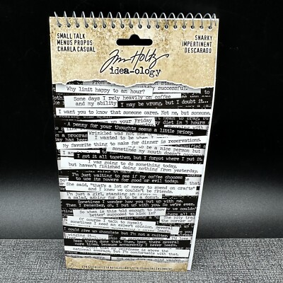 Tim Holtz Small Talk Snarky Idea-ology Word Stickers Spiral Bound Black & White
