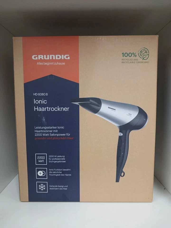 GRUNDIG HD 6080 B Haartrockner 2200W – Ionen, Keramik, 3 Temperaturstufen 💨💨💨