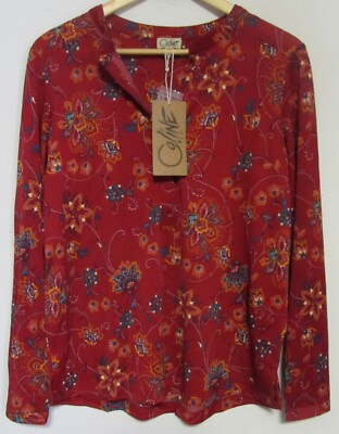 Chemisier Coline Taille L - Bordeaux à Motifs Fleuris - Manches Longues - Neuf Avec étiquettes