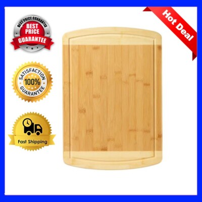 Large Bamboo Kitchen Cutting Board, Wood Chopping Board / Butcher Block, 18x12
