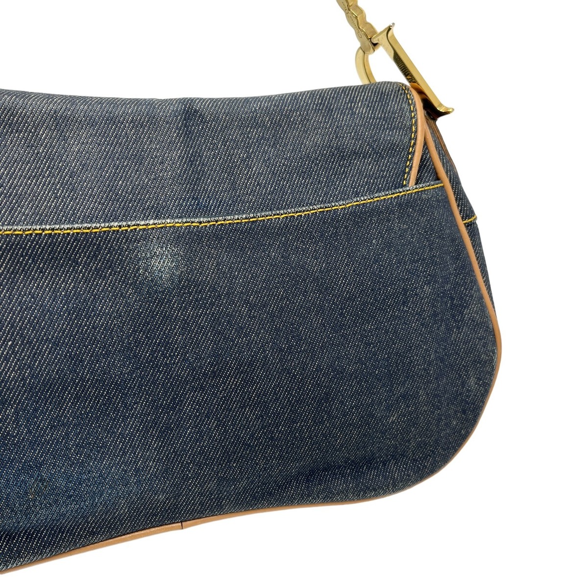 Christian Dior Vintage Double Saddle Bag Denim Dark Blue