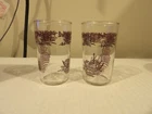 Set 2 Vintage Federal Petite Juice Glass Brown Glasses Asian Pagoda Theme