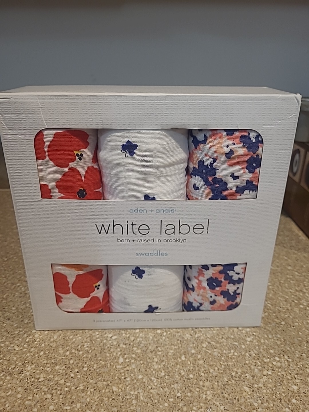 New Aden + Anais White Label Flora Set 3 Pack Muslin Swaddle Blankets