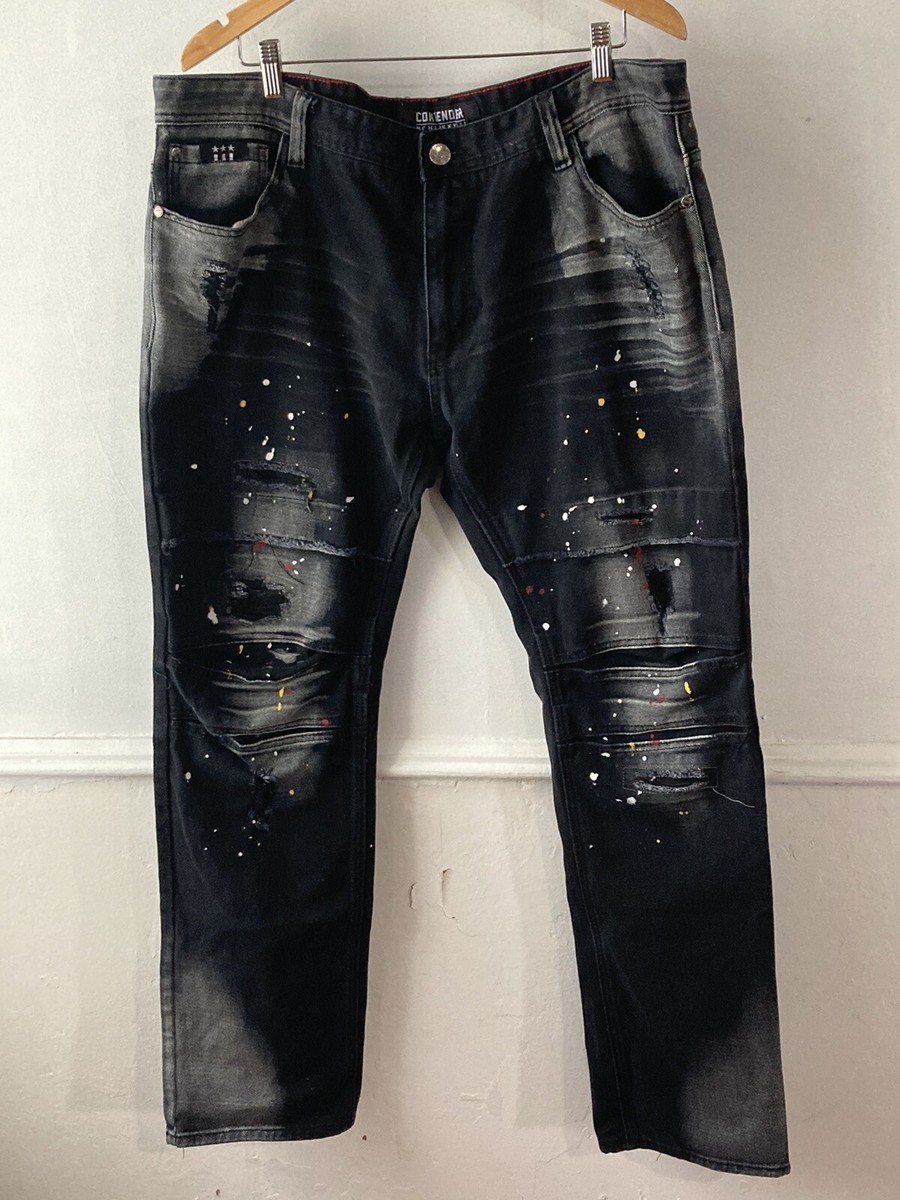 Men's Contender size 42 x 33 Black distressed Moto Slim Straight
