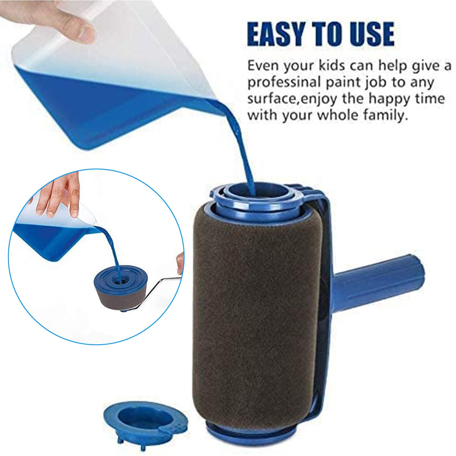 Premium Paint Roller Fillable Brush Seamless Roller Tray Set Extendable