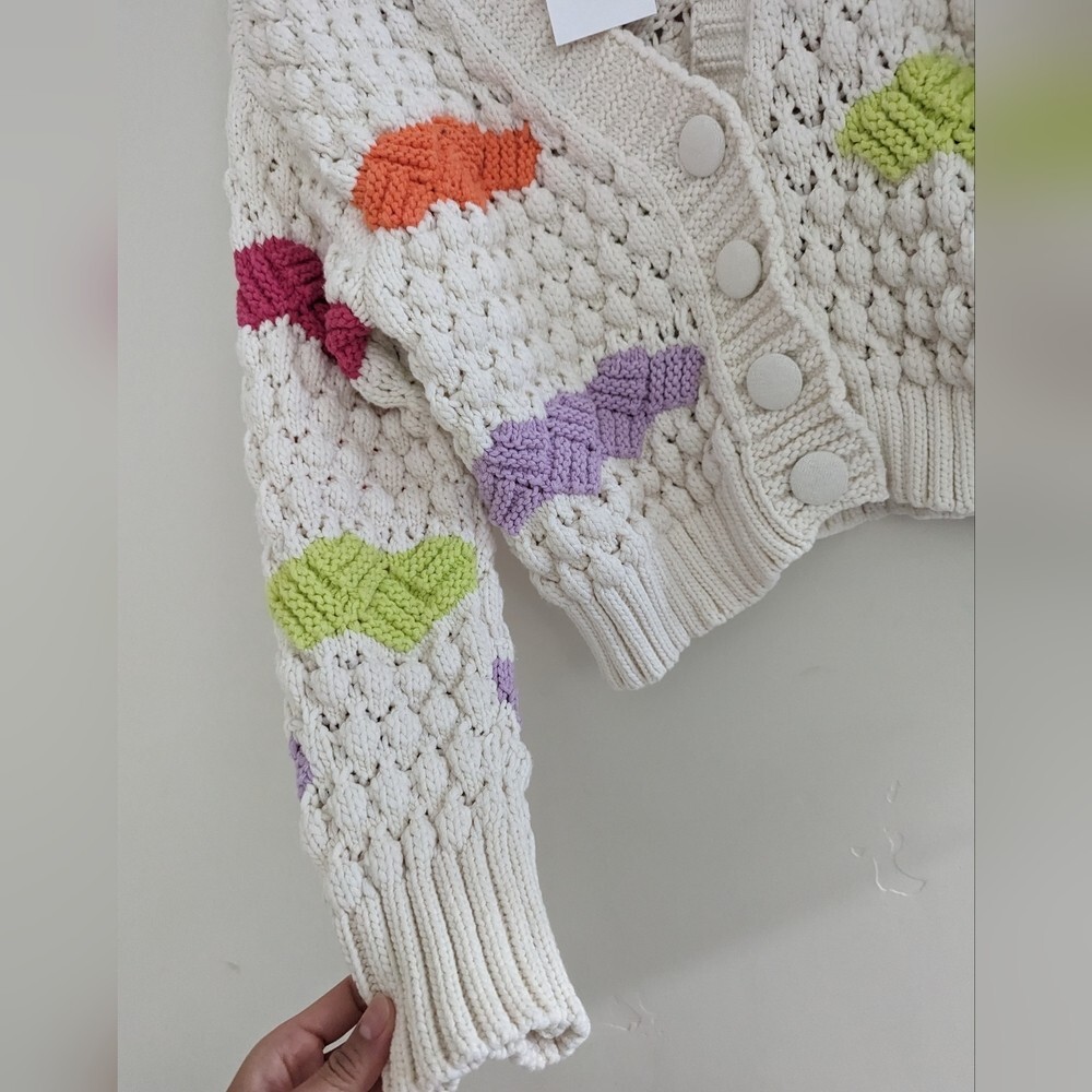 ZARA COLORBLOCK CHUNKY KNIT CARDIGAN MULTICOLOR ECRU LILAC S ZARA COLORBLOCK CHUNKY KNIT CARDIGAN MULTICOLOR ECRU LILAC S